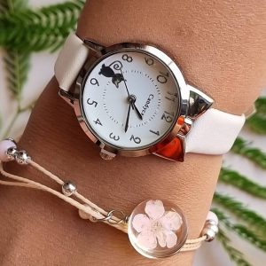 ساعت و دستبند دخترانه سفید 0232